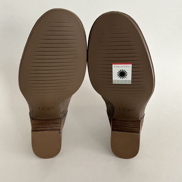 UGG Bootie Women 6M Brown Suede Short Ankle Boots Stacked Heel - Picture 9 of 12